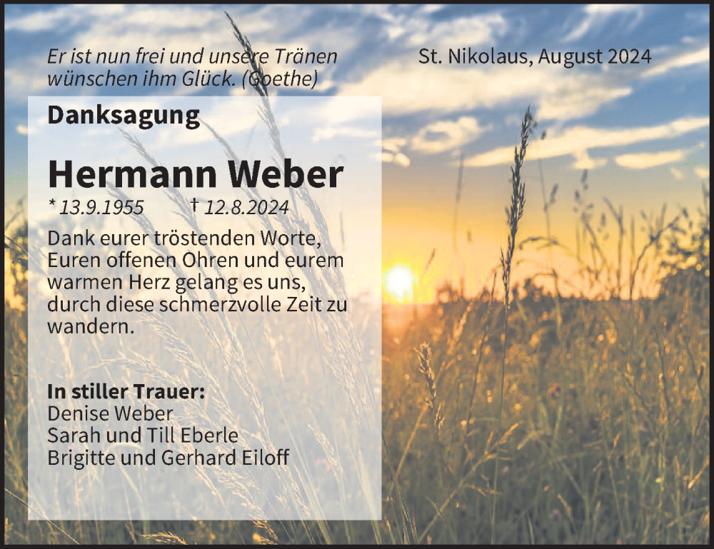  Traueranzeige für Hermann Weber vom 31.08.2024 aus saarbruecker_zeitung