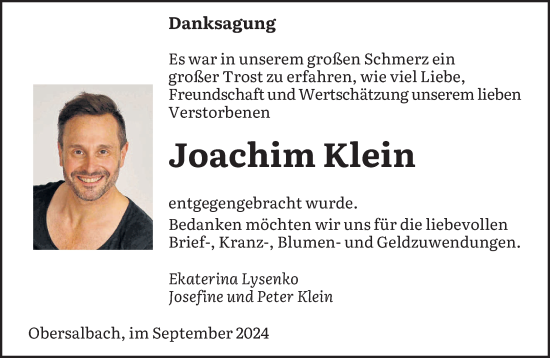 Traueranzeige von Joachim Klein von saarbruecker_zeitung