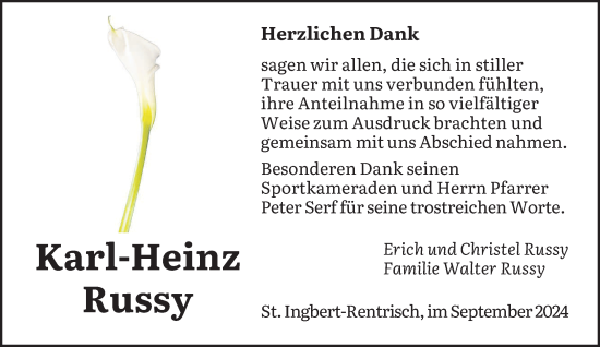 Traueranzeige von Karl-Heinz Russy von saarbruecker_zeitung