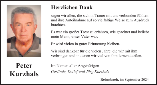 Traueranzeige von Peter Kurzhals von saarbruecker_zeitung