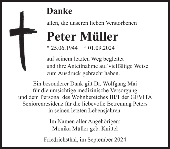 Traueranzeige von Peter Müller von saarbruecker_zeitung