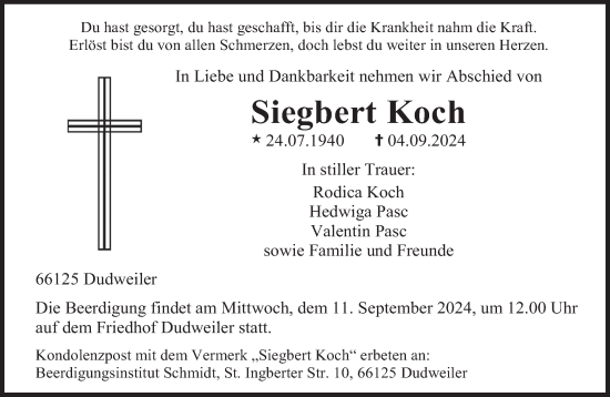 Traueranzeige von Siegbert Koch von saarbruecker_zeitung