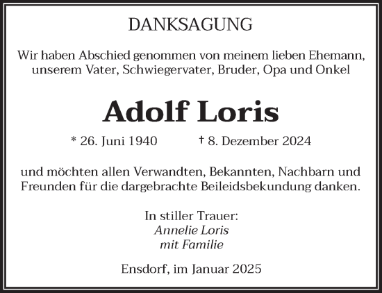 Traueranzeige von Adolf Loris von saarbruecker_zeitung
