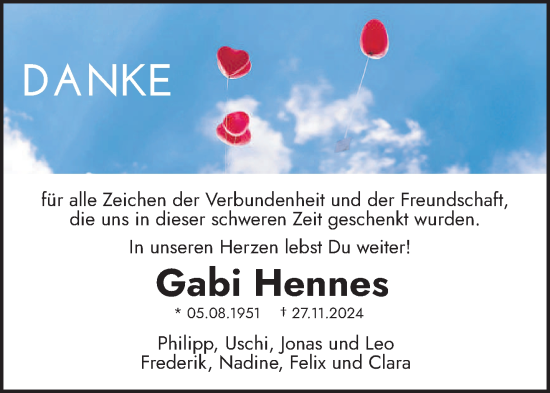 Traueranzeige von Gabi Hennes von saarbruecker_zeitung