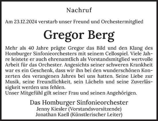 Traueranzeige von Gregor Berg von saarbruecker_zeitung