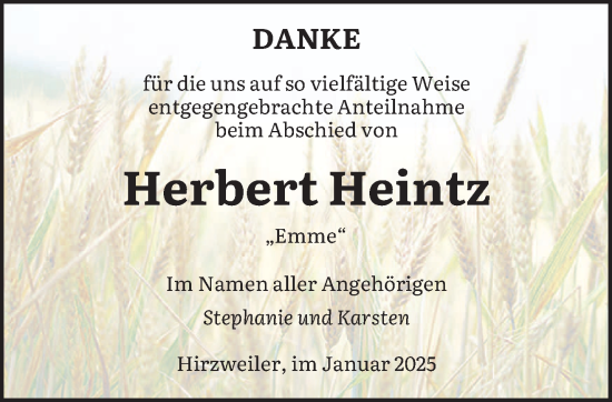 Traueranzeige von Herbert Heintz von saarbruecker_zeitung