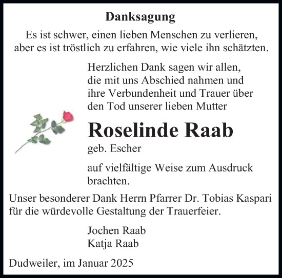 Traueranzeige von Roselinde Raab von saarbruecker_zeitung
