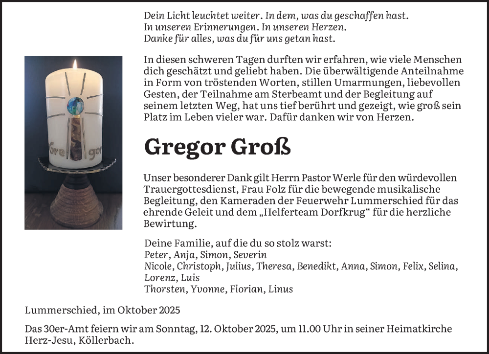  Traueranzeige für Gregor Groß vom 04.10.2025 aus saarbruecker_zeitung