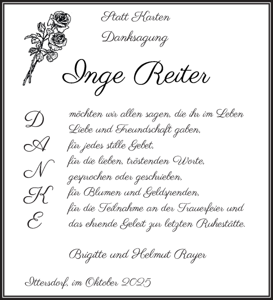 Traueranzeige von Inge Reiter von saarbruecker_zeitung
