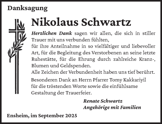 Traueranzeige von Nikolaus Schwartz von saarbruecker_zeitung