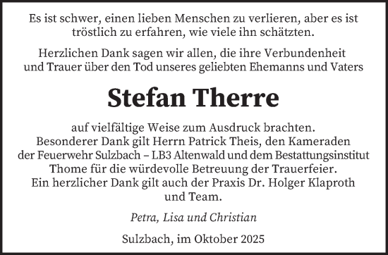 Traueranzeige von Stefan Therre von saarbruecker_zeitung