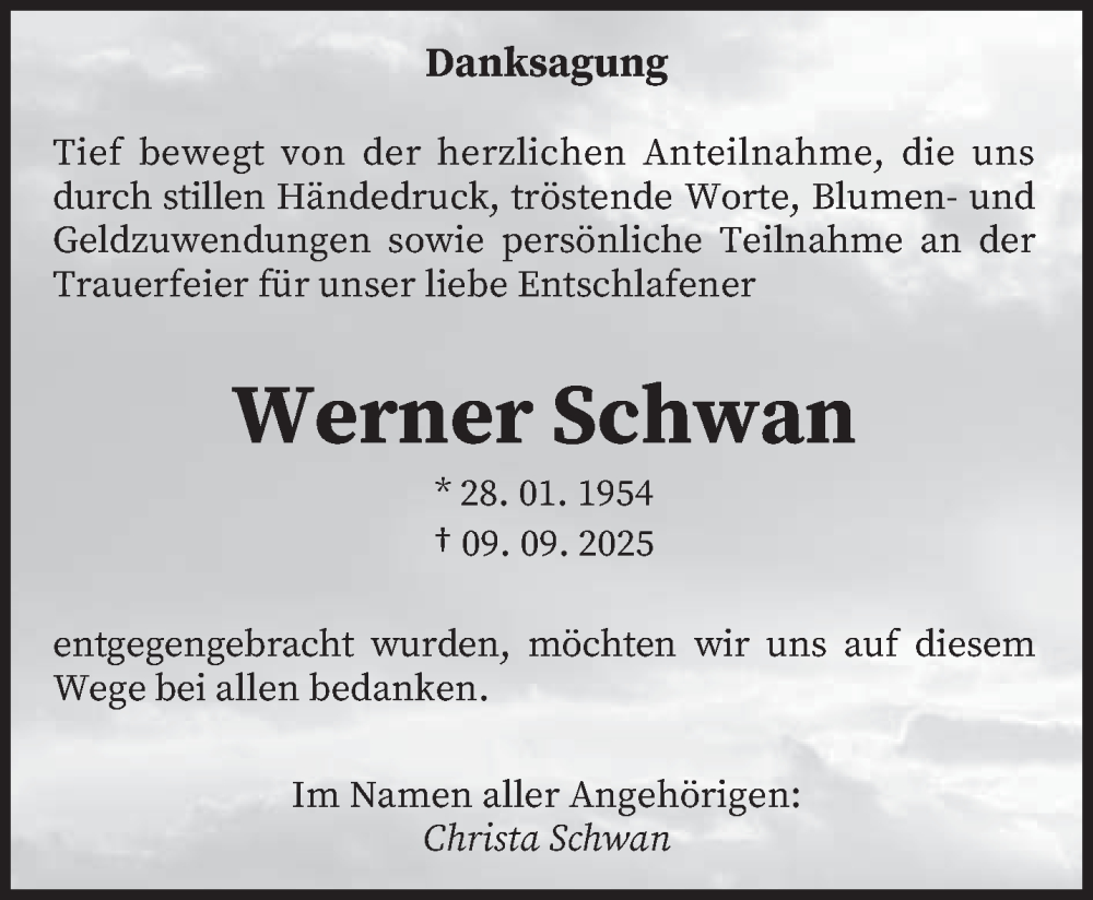  Traueranzeige für Werner Schwan vom 04.10.2025 aus saarbruecker_zeitung