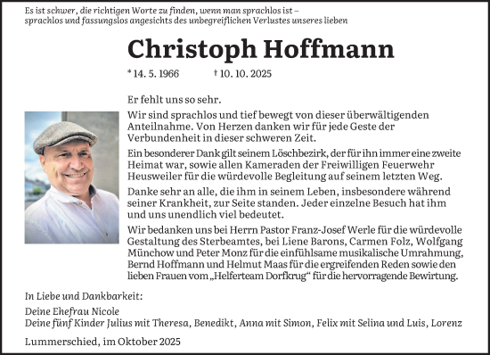 Traueranzeige von Christoph Hoffmann von saarbruecker_zeitung