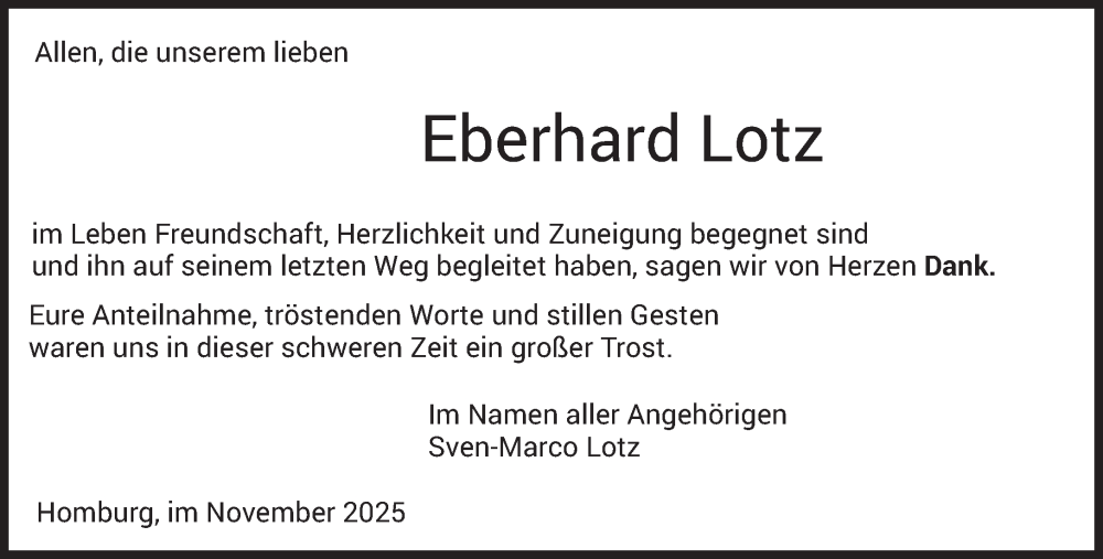  Traueranzeige für Eberhard Lotz vom 15.11.2025 aus saarbruecker_zeitung