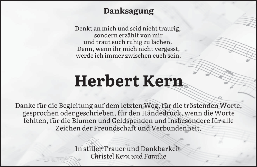 Traueranzeige für Herbert Kern vom 22.11.2025 aus saarbruecker_zeitung