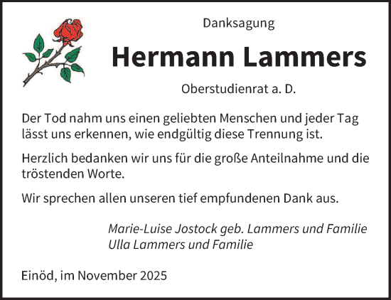 Traueranzeige von Hermann Lammers von saarbruecker_zeitung
