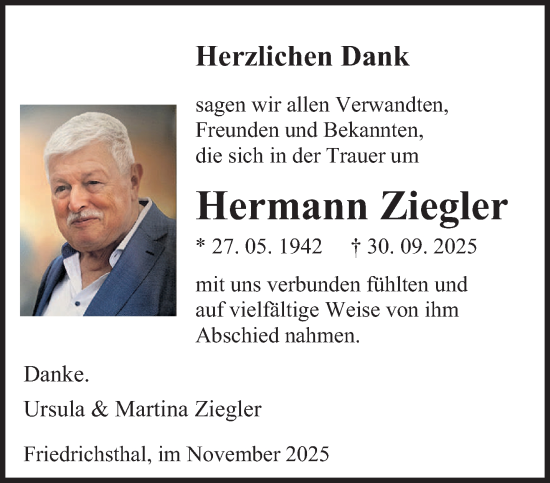 Traueranzeige von Hermann Ziegler von saarbruecker_zeitung