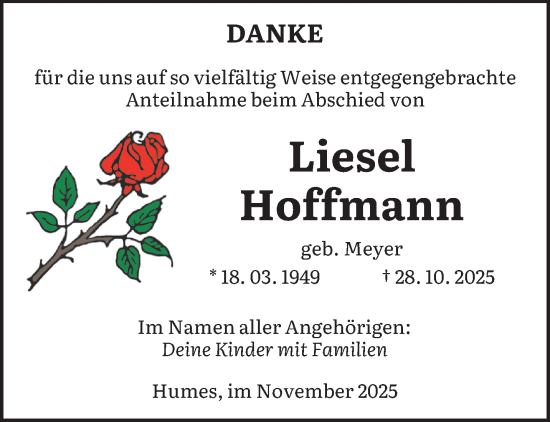 Traueranzeige von Liesel Hoffmann von saarbruecker_zeitung