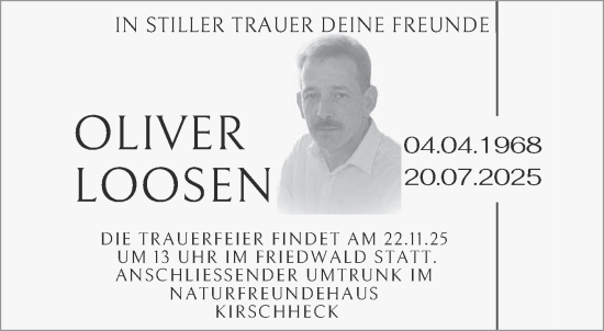 Traueranzeige von Oliver Loosen von saarbruecker_zeitung