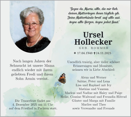 Traueranzeige von Ursel Hollecker von saarbruecker_zeitung