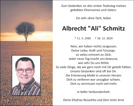 Traueranzeige von Albrecht Schmitz von saarbruecker_zeitung