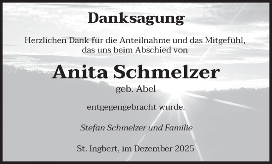 Traueranzeige von Anita Schmelzer von saarbruecker_zeitung