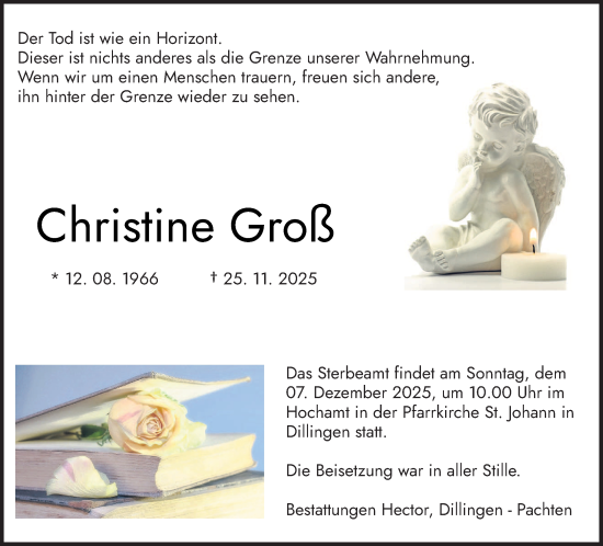 Traueranzeige von Christine Groß von saarbruecker_zeitung