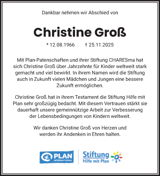 Traueranzeige von Christine Groß von saarbruecker_zeitung