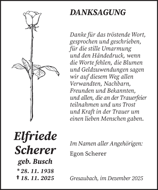 Traueranzeige von Elfriede Scherer von saarbruecker_zeitung