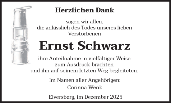 Traueranzeige von Ernst Schwarz von saarbruecker_zeitung