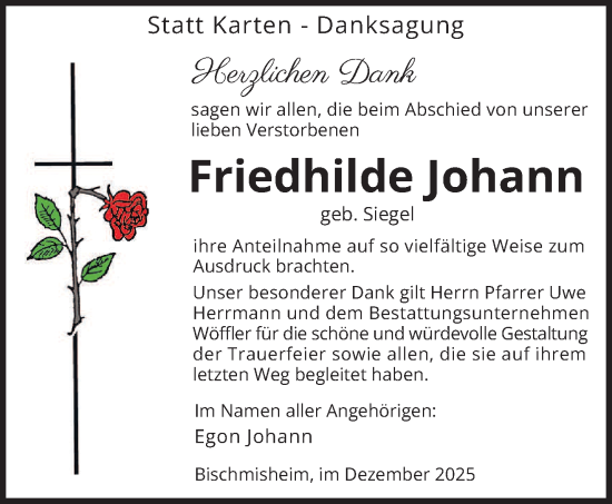 Traueranzeige von Friedhilde Johann von saarbruecker_zeitung