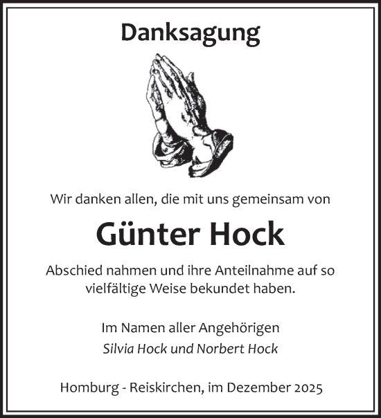 Traueranzeige von Günter Hock von saarbruecker_zeitung