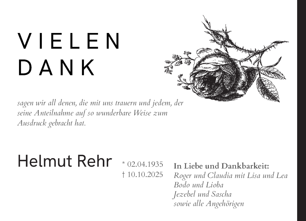  Traueranzeige für Helmut Rehr vom 24.12.2025 aus saarbruecker_zeitung