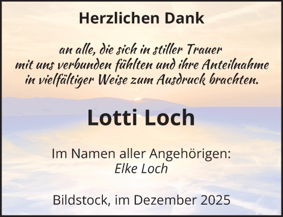 Traueranzeige von Lotti Loch von saarbruecker_zeitung