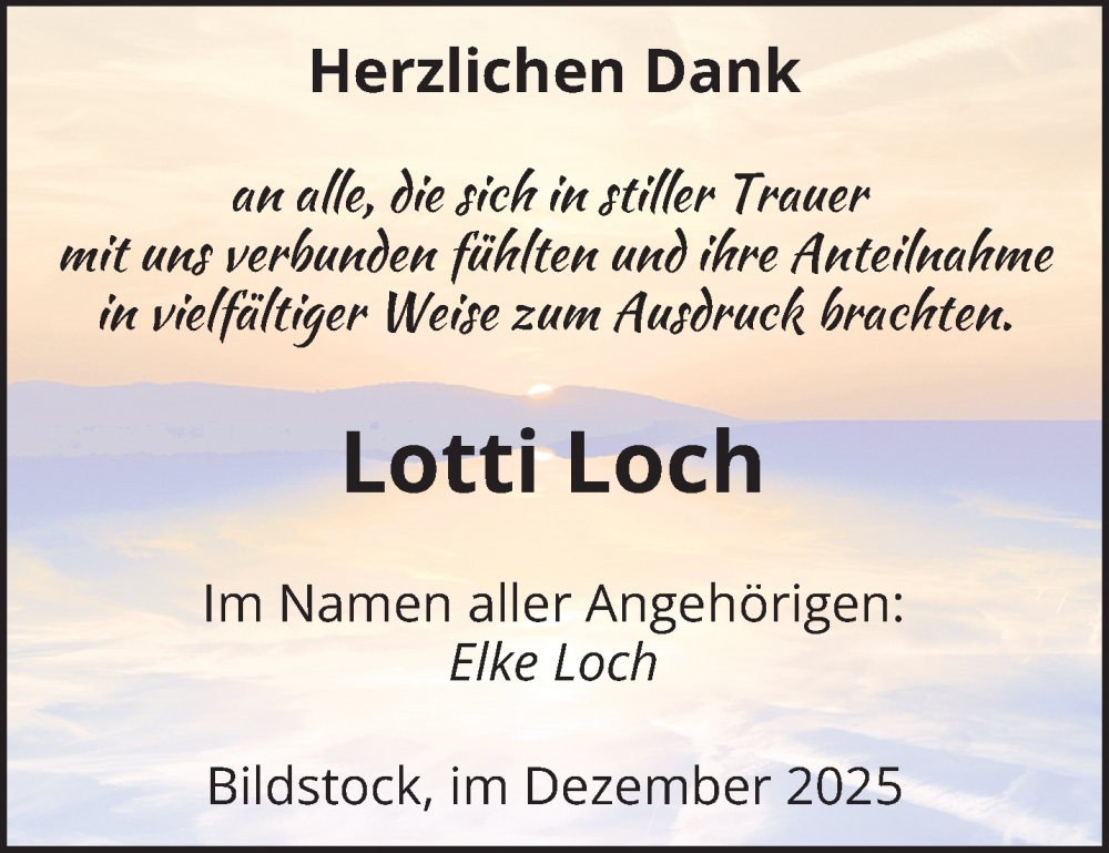  Traueranzeige für Lotti Loch vom 20.12.2025 aus saarbruecker_zeitung