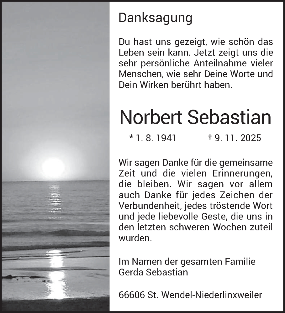  Traueranzeige für Norbert Sebastian vom 20.12.2025 aus saarbruecker_zeitung
