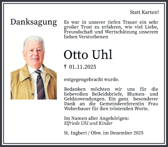 Traueranzeige von Otto Uhl von saarbruecker_zeitung