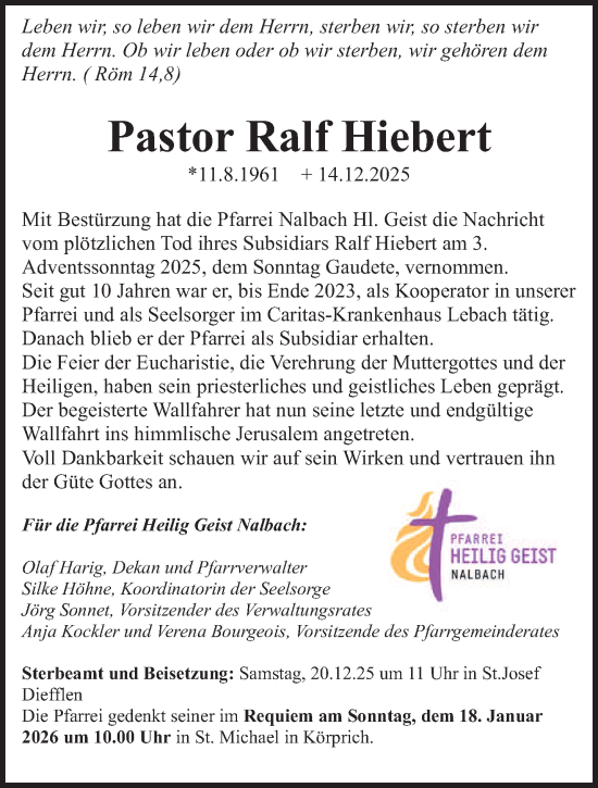 Traueranzeige von Ralf Hiebert von saarbruecker_zeitung