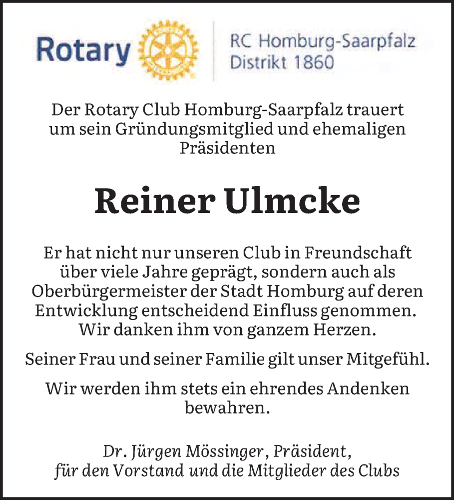  Traueranzeige für Reiner Ulmcke vom 06.12.2025 aus saarbruecker_zeitung