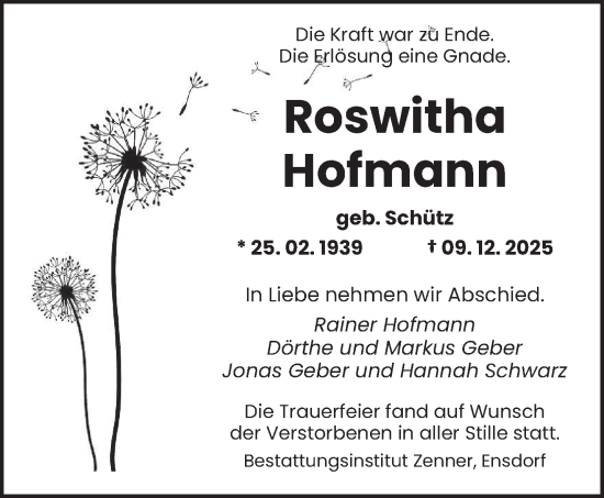 Traueranzeige von Roswitha Hofmann von saarbruecker_zeitung