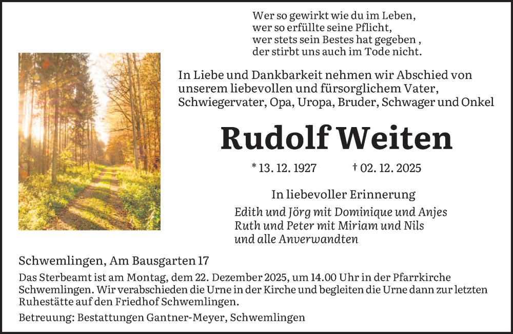  Traueranzeige für Rudolf Weiten vom 05.12.2025 aus saarbruecker_zeitung