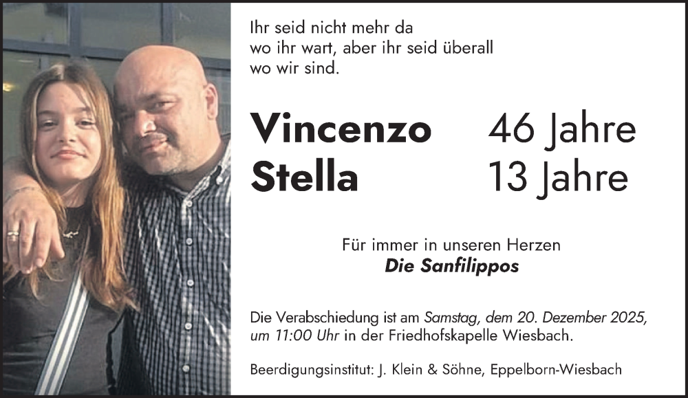  Traueranzeige für Vincenzo und Stella Sanfilippo vom 13.12.2025 aus saarbruecker_zeitung