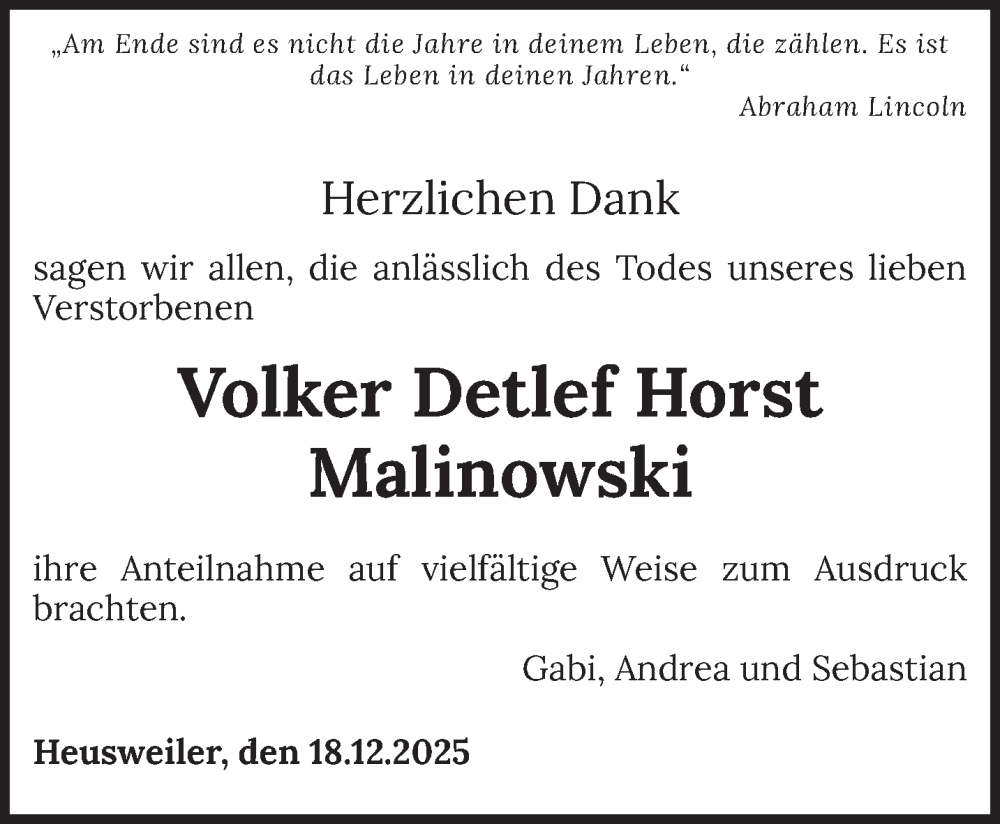  Traueranzeige für Volker Detlef Horst Malinowski vom 18.12.2025 aus saarbruecker_zeitung