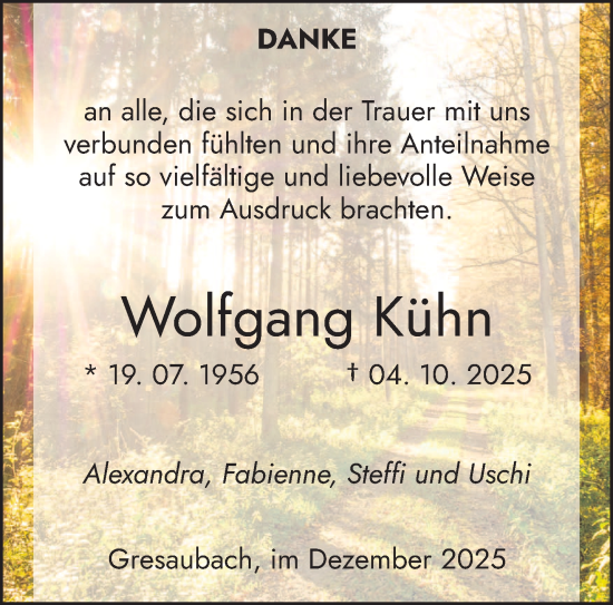 Traueranzeige von Wolfgang Kühn von saarbruecker_zeitung