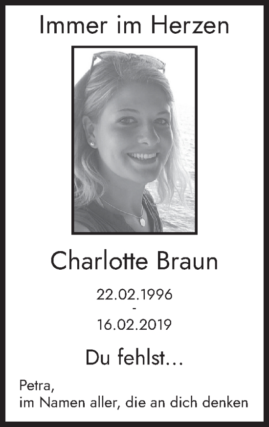 Traueranzeige von Charlotte Braun von saarbruecker_zeitung