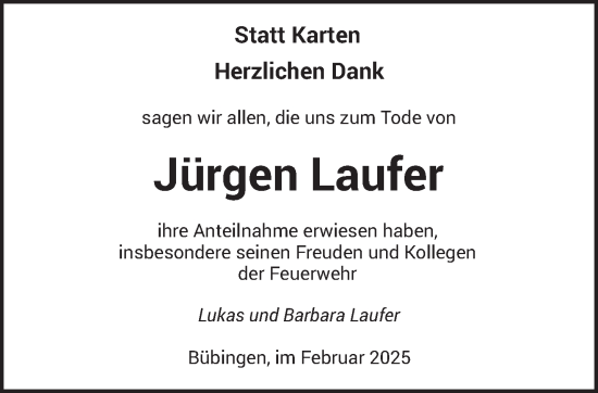 Traueranzeige von Jürgen Laufer von saarbruecker_zeitung