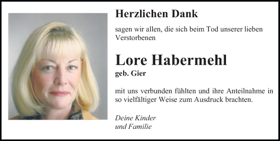 Traueranzeige von Lore Habermehl von saarbruecker_zeitung