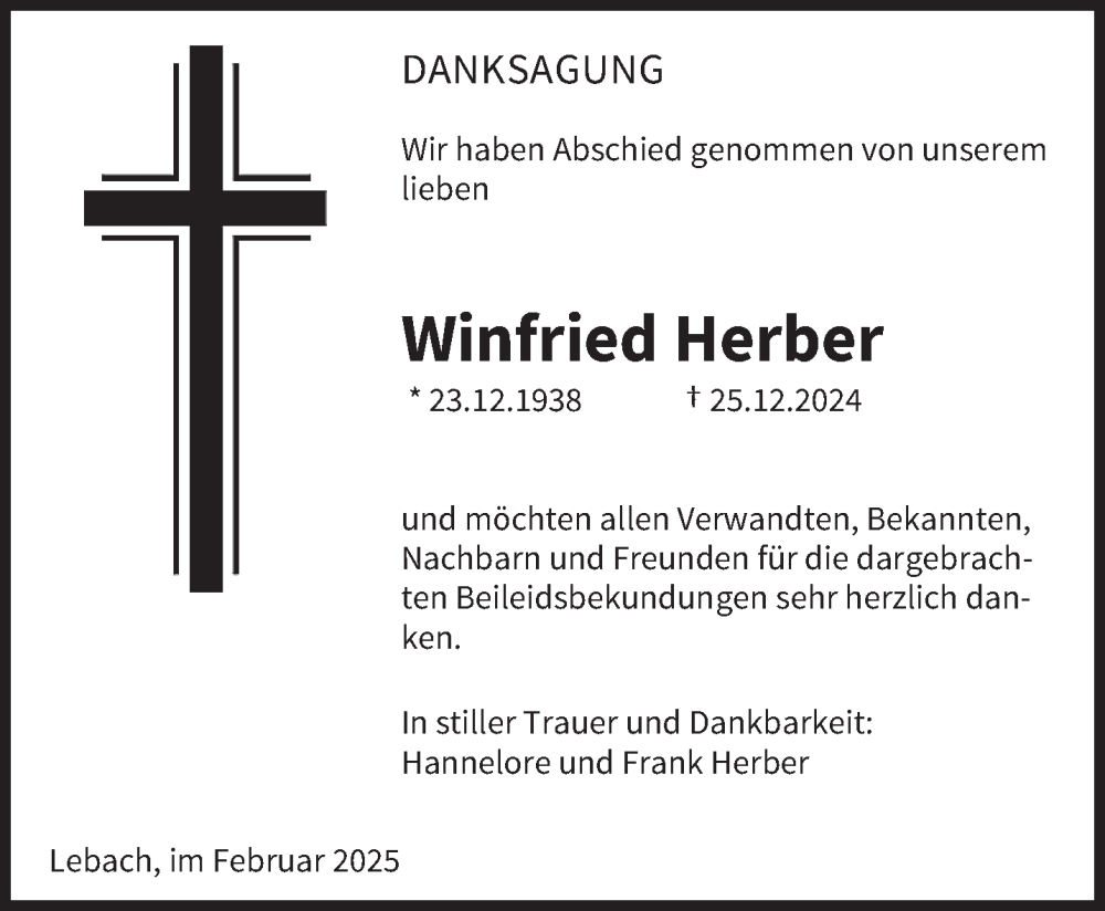 Traueranzeige für Winfried Herber vom 22.02.2025 aus saarbruecker_zeitung