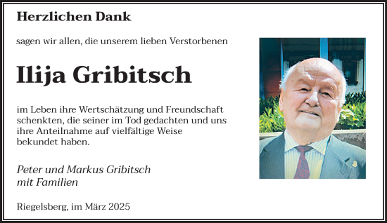 Traueranzeige von Ilija Gribitsch von saarbruecker_zeitung