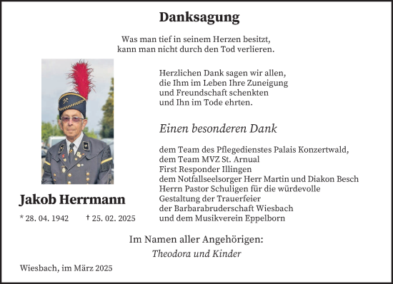 Traueranzeige von Jakob Herrmann von saarbruecker_zeitung